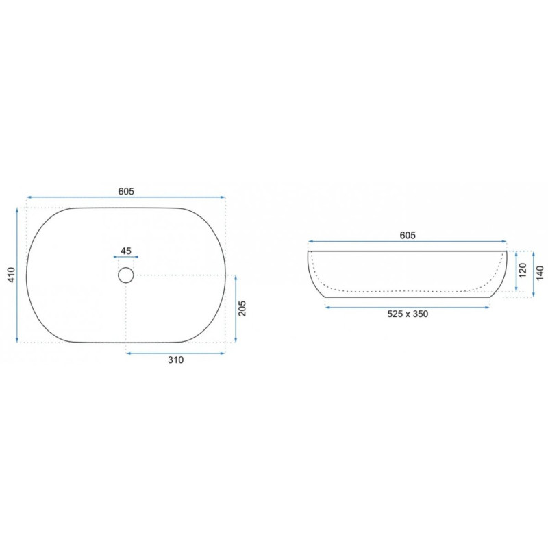 CLEO 61 BIAŁA MATOWA - Umywalka nablatowa o eleganckim designie