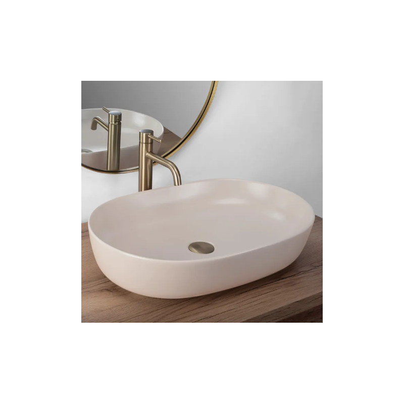 Stylowa Umywalka CLEO 61 w Beżowym Macie - Elegancja na Twoim Blacie!