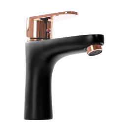 Elegancka Bateria Umywalkowa Mild - Czarny/Różowe Złoto - Niska Perfekcja