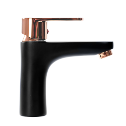 Elegancka Bateria Umywalkowa Mild - Czarny/Różowe Złoto - Niska Perfekcja