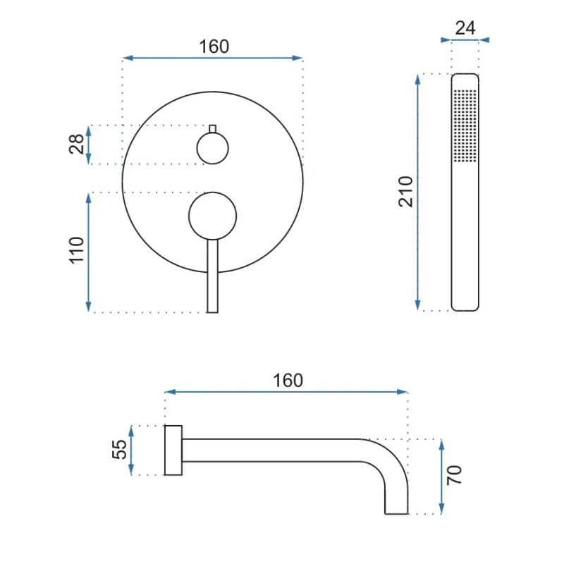 Luksusowa Bateria Podtynkowa LUNGO w Różowym Złocie + BOX - Elegancja w Łazience