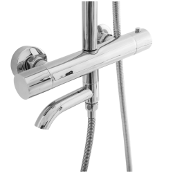 Luksusowy Zestaw Natryskowo-Wannowy LUNGO z Termostatem - Chromowany Elegancki Design