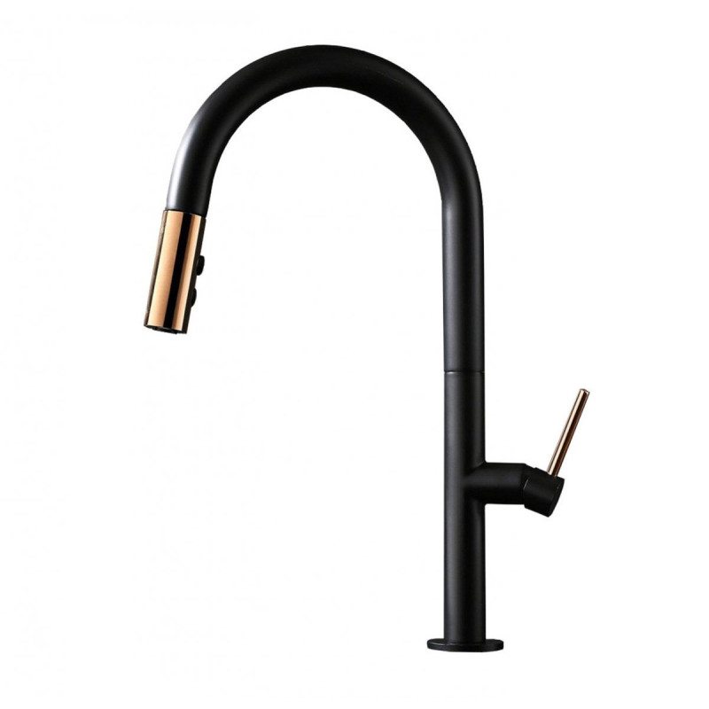 Elegancka stojąca bateria Apollo Rea - Black & Rose Gold do kuchni