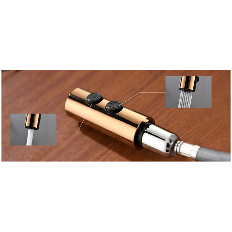 Elegancka stojąca bateria Apollo Rea - Black & Rose Gold do kuchni