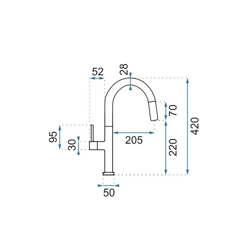 Elegancka stojąca bateria Apollo Rea - Black & Rose Gold do kuchni