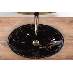 Elegancka Umywalka Nablatowa PAMELA Czarny Marmur Połysk - REA-U5067