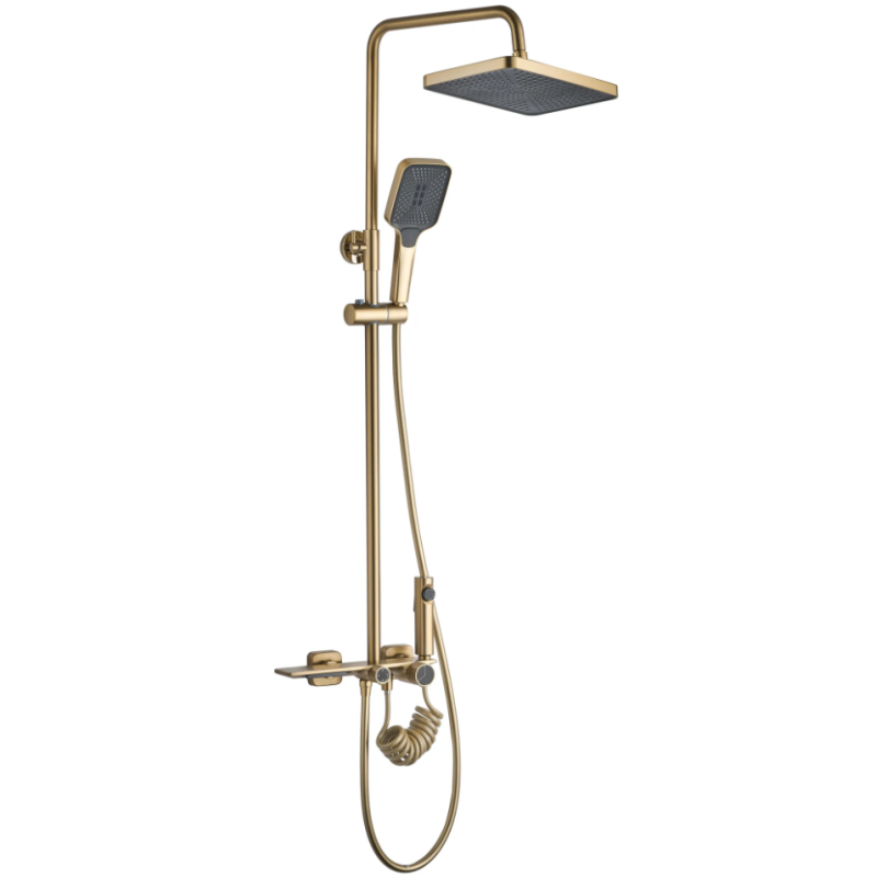Luksusowy Zestaw Prysznicowy Helix w Złotym Szczotkowanym Wykończeniu