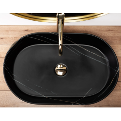 Luksusowa Umywalka Nadia 60 Matowa Czarny Kamień - Idealna Na Blat