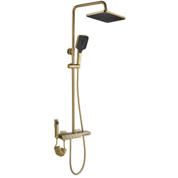 Luksusowy Zestaw Prysznicowy z Termostatem - Złoty Szczotkowany Design