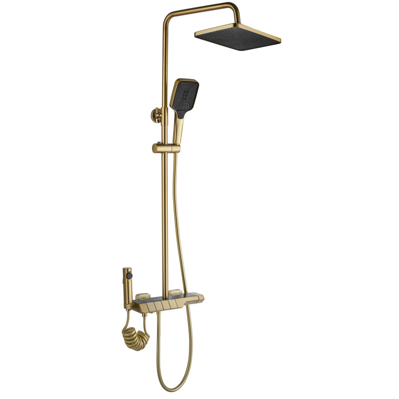 Luksusowy Zestaw Prysznicowy z Termostatem - Złoty Szczotkowany Design