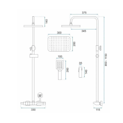 Luksusowy Zestaw Prysznicowy z Termostatem - Złoty Szczotkowany Design
