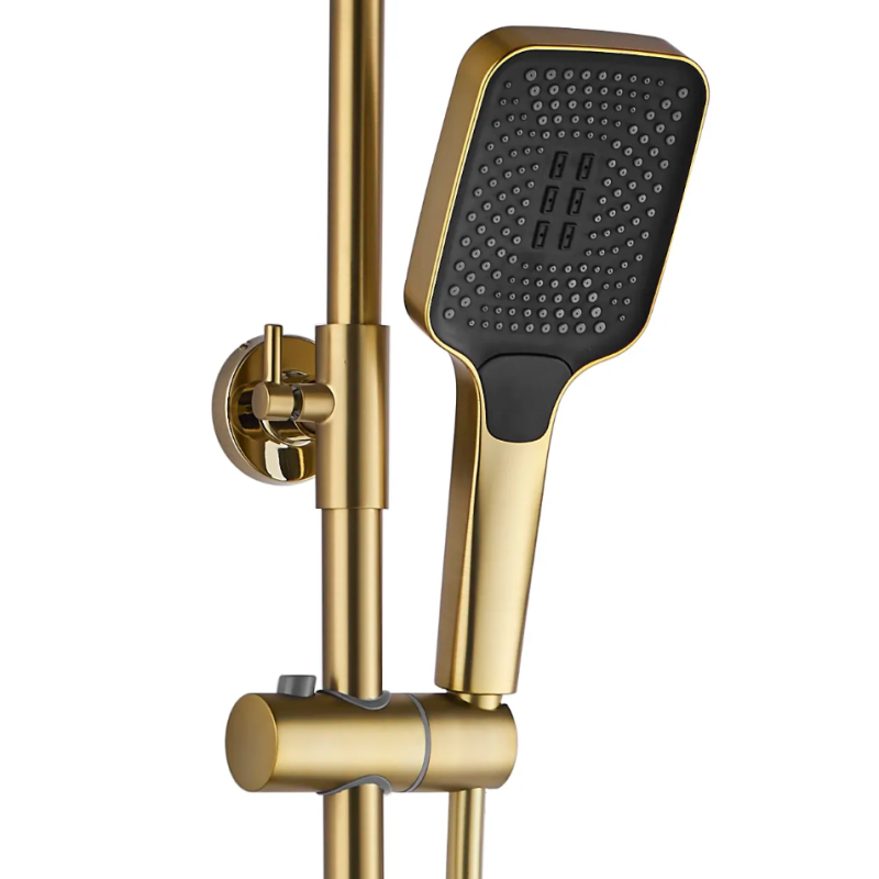 Luksusowy Zestaw Prysznicowy z Termostatem - Złoty Szczotkowany Design