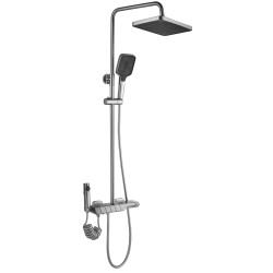 Elegancki Zestaw Prysznicowy Rob - Termostat, Szczotkowany Nikiel - Twoja Luksusowa Łazienka!