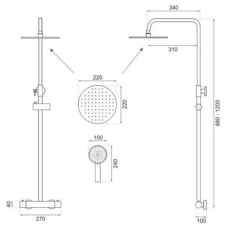 Ekskluzywny Zestaw Prysznicowy Parot w Kolorze Złotym z Termostatem
