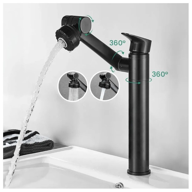 Nowoczesna Bateria Łazienkowa PACO Czarno-Wysoka - Styl i Funkcjonalność!