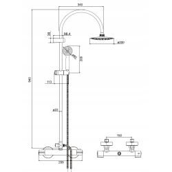 Ekskluzywna Kolumna Natryskowa FOX z Termostatem, Chromowana 5 Lat Gwarancji