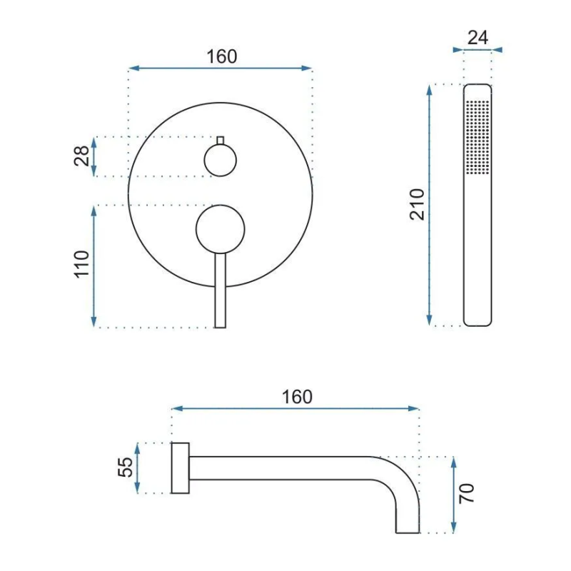 Ekskluzywna Złota Bateria Wannowa LUNGO Podtynkowa z BOX - Styl i Elegancja w Twojej Łazience