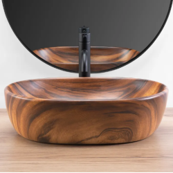 Elegancka Umywalka AMELIA Wood Matt – Idealna Na Blat, Styl Nowoczesny