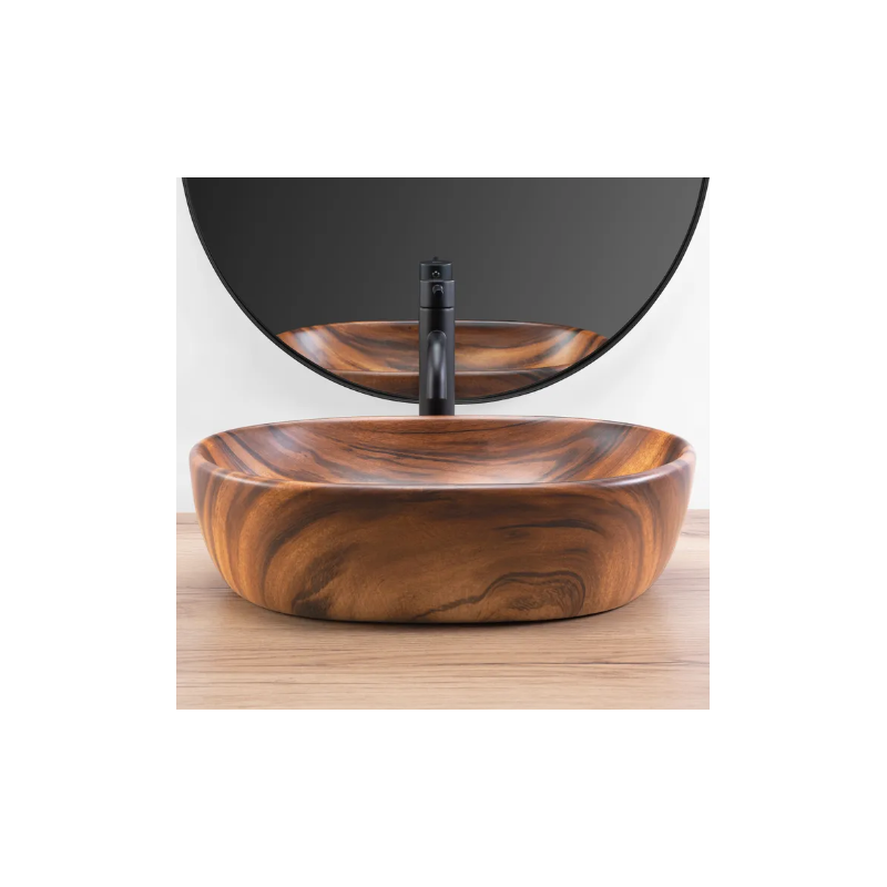 Elegancka Umywalka AMELIA Wood Matt – Idealna Na Blat, Styl Nowoczesny