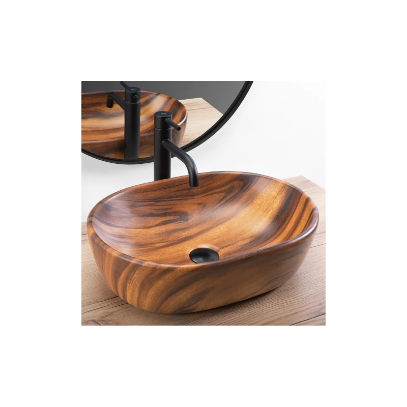 Elegancka Umywalka AMELIA Wood Matt – Idealna Na Blat, Styl Nowoczesny