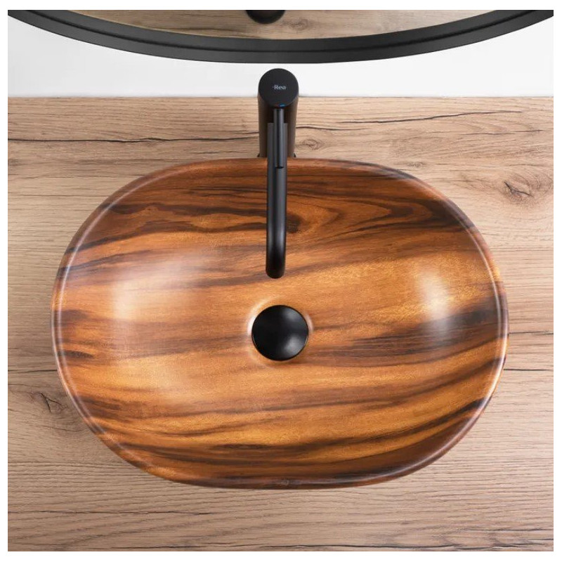 Elegancka Umywalka AMELIA Wood Matt – Idealna Na Blat, Styl Nowoczesny