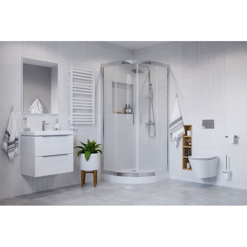 Sense Compact brodzik półokrągły 80x80 cm wysoki, biały połysk