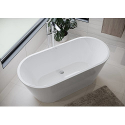 Elegancka Wanna Owalna Cersanit Crea 160x75 z Chromowanym Syfonem