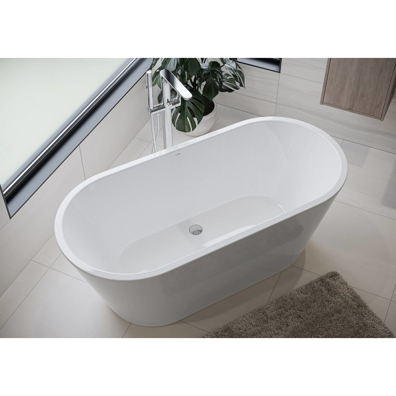 Elegancka Wanna Owalna Cersanit Crea 160x75 z Chromowanym Syfonem