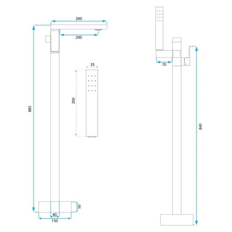 Złota Bateria Wannowa ST005 TERY – Elegancja i Styl na Podłodze!