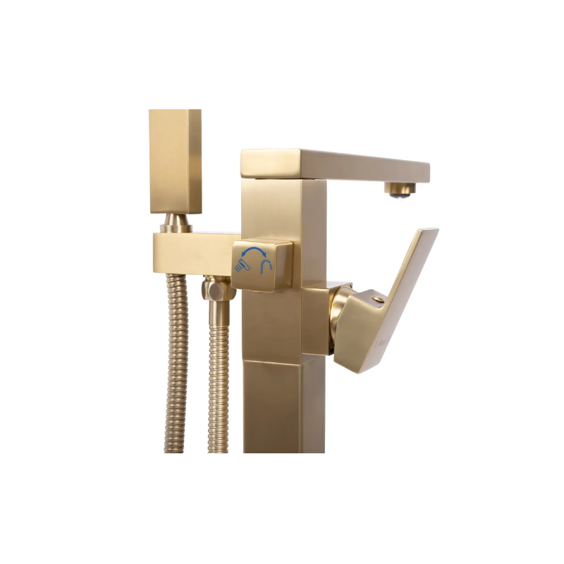 Luksusowa Bateria Wannowa Podłogowa TERY Złoto Szczotkowane REA-B5307