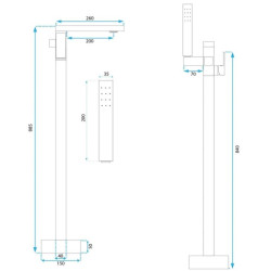 Luksusowa Bateria Wannowa Podłogowa TERY Złoto Szczotkowane REA-B5307