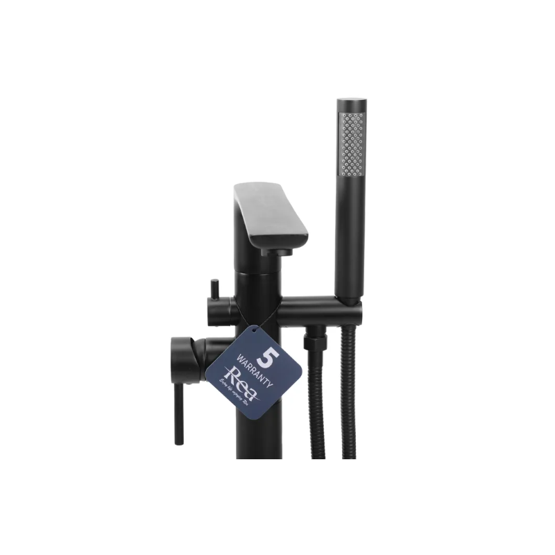 Stylowa Czarna Bateria Podłogowa WANNOWA FLORES - Elegancja i Funkcjonalność