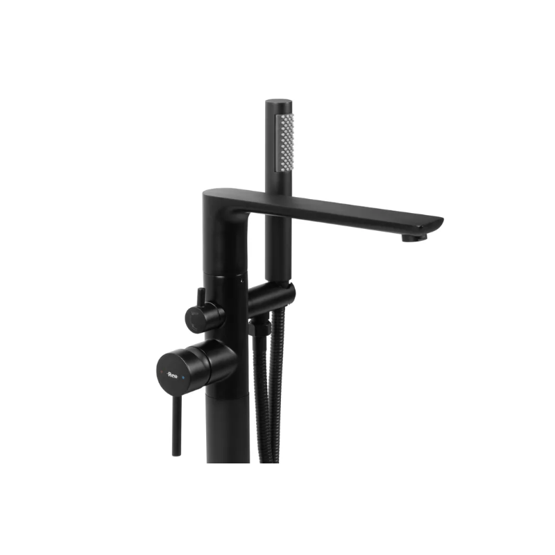 Stylowa Czarna Bateria Podłogowa WANNOWA FLORES - Elegancja i Funkcjonalność