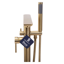 Ekskluzywna Bateria Wolnostojąca Flores w Złotym Matowym Wykończeniu