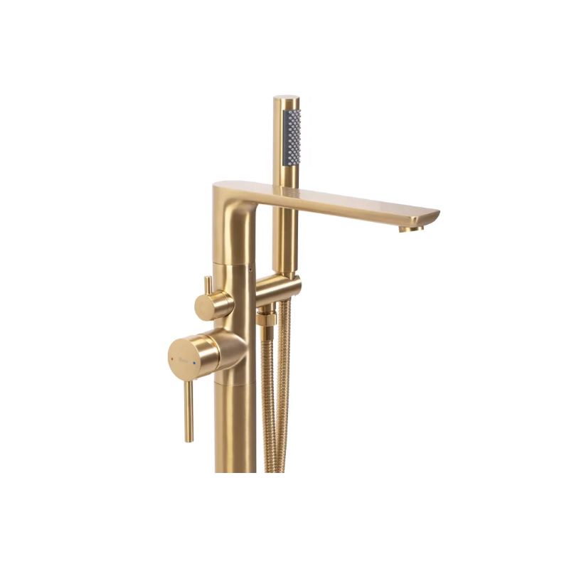 Ekskluzywna Bateria Wolnostojąca Flores w Złotym Matowym Wykończeniu