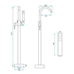 Stylowa Czarna Bateria Wannowa Podłogowa Mono - Elegancja i Klasa w Twojej Łazience!