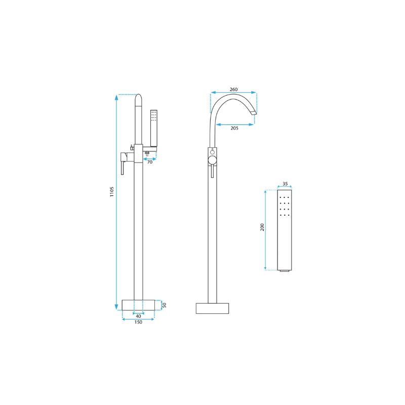 Stylowa Czarna Bateria Wannowa Podłogowa Mono - Elegancja i Klasa w Twojej Łazience!