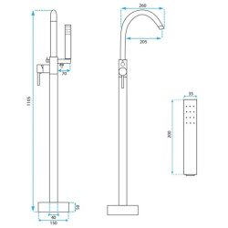 Luksusowa Podłogowa Bateria Wannowa REA MONO CHROM – Elegancja i Styl w Łazience