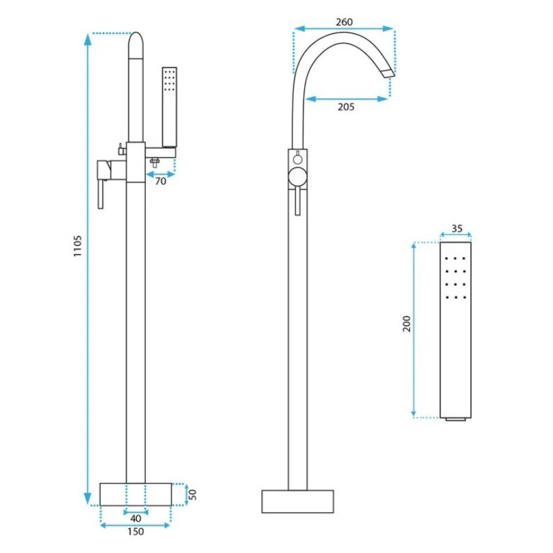 Luksusowa Podłogowa Bateria Wannowa REA MONO CHROM – Elegancja i Styl w Łazience