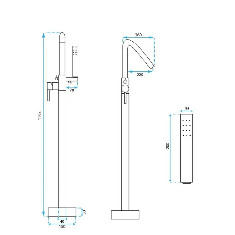 Luksusowa Bateria Podłogowa ARAS Czarna - Nowoczesny Dodatek do Twojej Łazienki