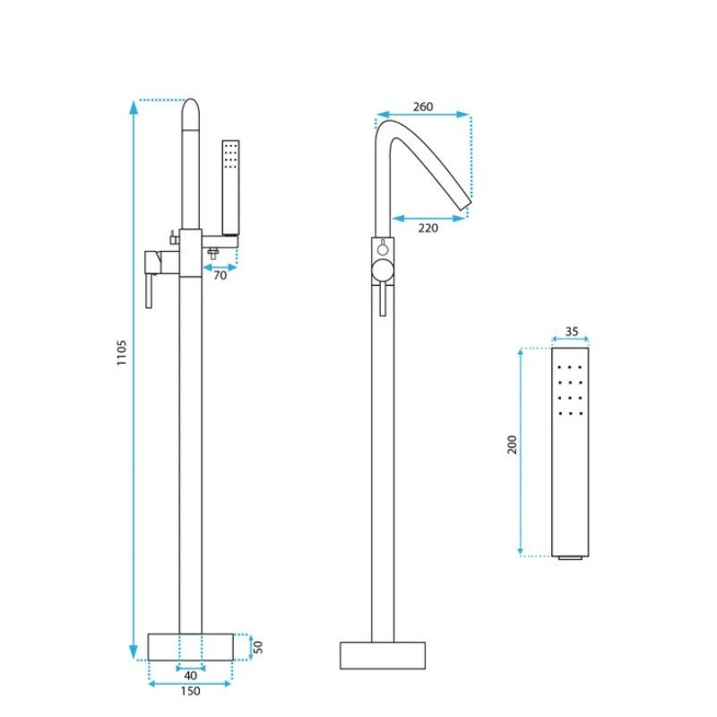 Ekskluzywna Bateria Podłogowa ARAS Chrom do Wanny - Styl i Elegancja!
