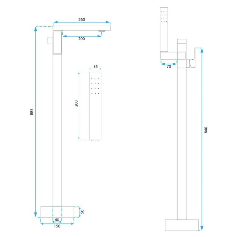Wolnostojąca Bateria Wannowa REA ST005 Tery Czarna - Elegancja w Twojej Łazience