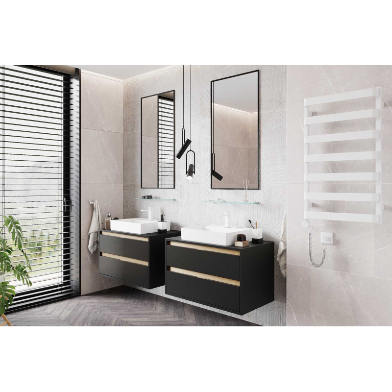 Meteor grzejnik łazienkowy elektryczny 85x50 cm z grzałką elektryczną 400W, biały soft