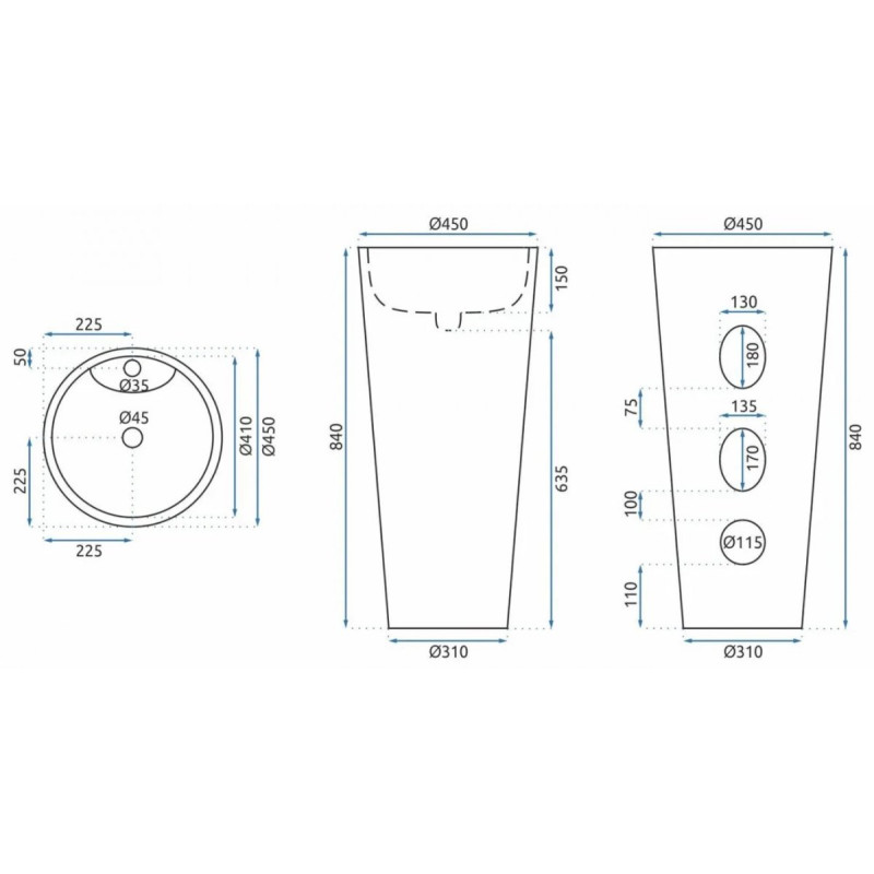 Wolnostojąca Umywalka Anya Granit Matt - Nowoczesny Styl w Twojej Łazience