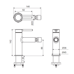 Excellent PI bateria bidetowa stojąca  złoty szczotkowany