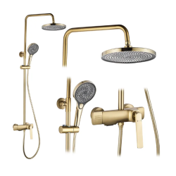 Ekskluzywny Zestaw Prysznicowy Rebel w Złocie Szczotkowanym - Luksus i Styl łazienki!