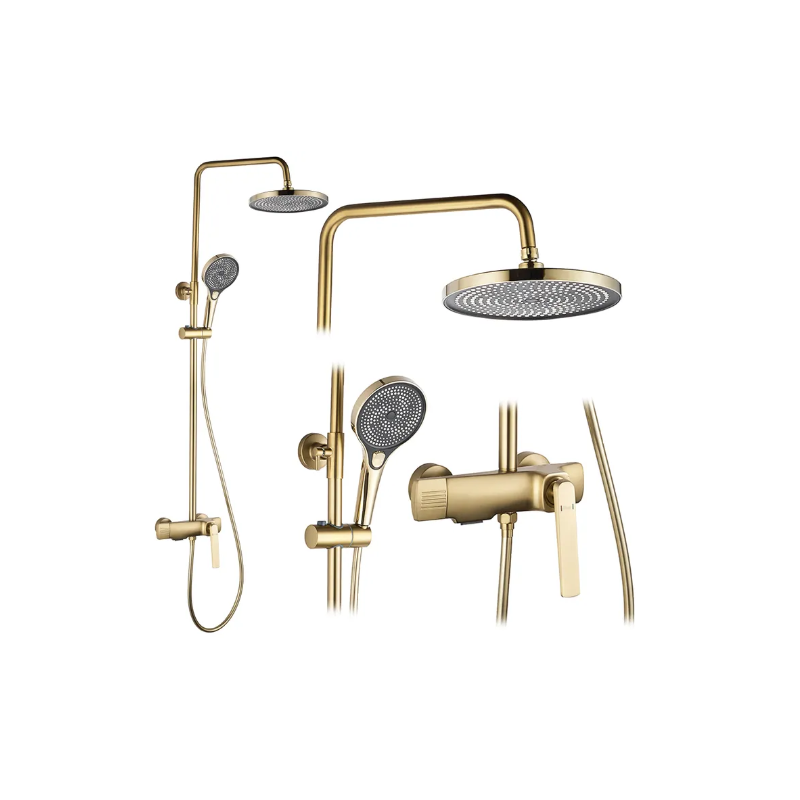 Ekskluzywny Zestaw Prysznicowy Rebel w Złocie Szczotkowanym - Luksus i Styl łazienki!