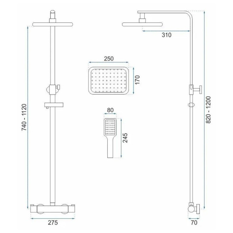Ekskluzywny Zestaw Prysznicowy Tom - Złoty Szczotkowany Elegancja w Łazience