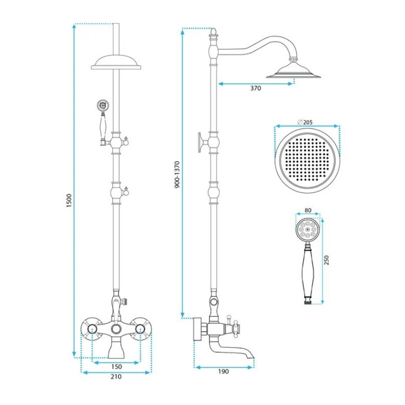 Antyczny Zestaw Prysznicowy Bergamo - Elegancja i Styl w Każdej Łazience