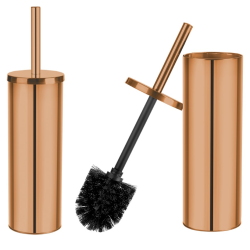 Elegancka Szczotka WC MIRI – Różowe Złoto, Wolnostojąca i Zamykana, Stylowy Akcent Łazienki